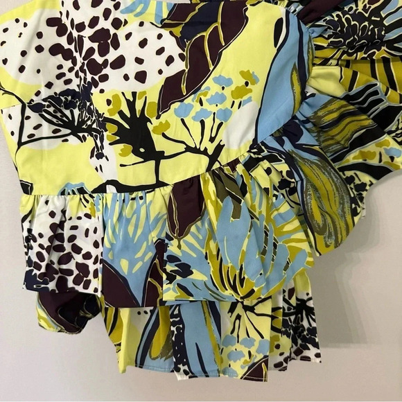 Tanya Taylor Claudette in Zest Multi Tie-Shoulder Ruffle Peplum Top Size 6 NWT - Picture 4 of 11